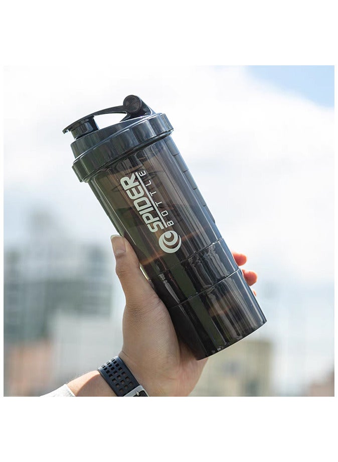 Generic Three Layers Protein Powder Shake Exercise Bottle 500ml black - Image 5