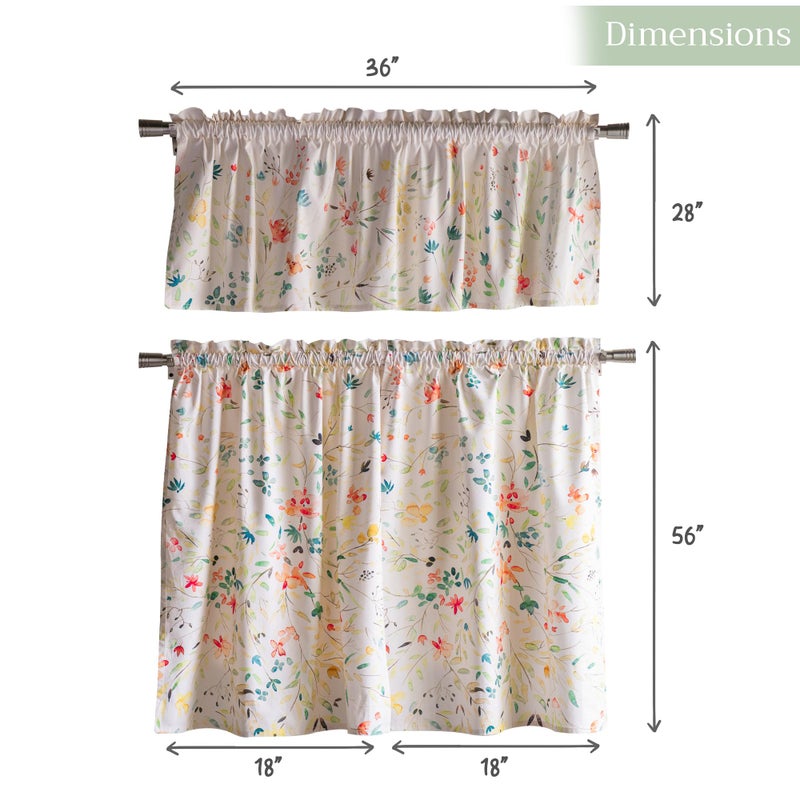 Maison d' Hermine Kitchen Curtains Sets for Windows 100% Cotton Set of Kitchen Curtains Valances for Home [2 Tiers (28"X36") and 1 Valance (56"X18")] Farmhouse, Cafe (Colmar) - Image 4