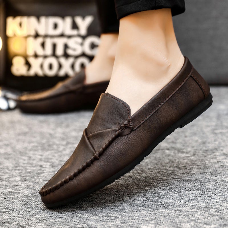 British Style Brown Casual Loafers Mens Lightweight Non-Slip D829 Brown 