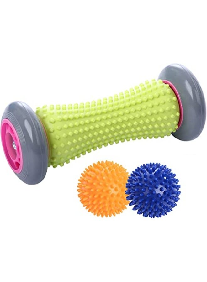 كرة تدليك القدم CHANEDE لتخفيف التهاب اللفافة الأخمصية ومدلك للانعكاسات لتدليك الأنسجة العميقة واستعادة الضغط على النقاط لتحسين استرخاء القدم والساق والظهر واليد، 1 كرة تدليك و2 كرة مدببة. - Image 1