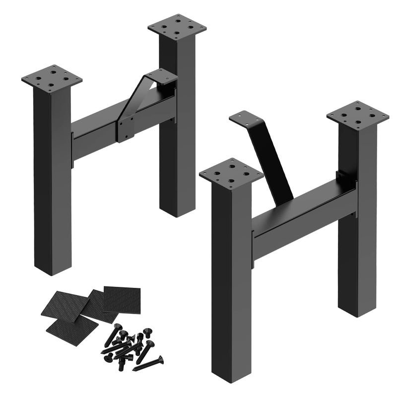 Orgerphy 16â€ Black Bench Legs (2PCS) H-Shape with Additional Bracket Heavy Duty Furniture Legs Table Legs Bench Legs | Mid Century Modern Metal Legs for Coffee Table Furniture Bench Legs (16 x 17inch) - Image 1