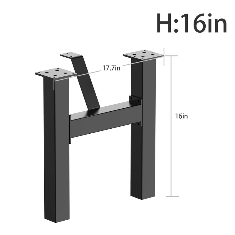 Orgerphy 16â€ Black Bench Legs (2PCS) H-Shape with Additional Bracket Heavy Duty Furniture Legs Table Legs Bench Legs | Mid Century Modern Metal Legs for Coffee Table Furniture Bench Legs (16 x 17inch) - Image 2