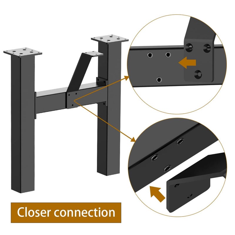 Orgerphy 16â€ Black Bench Legs (2PCS) H-Shape with Additional Bracket Heavy Duty Furniture Legs Table Legs Bench Legs | Mid Century Modern Metal Legs for Coffee Table Furniture Bench Legs (16 x 17inch) - Image 5