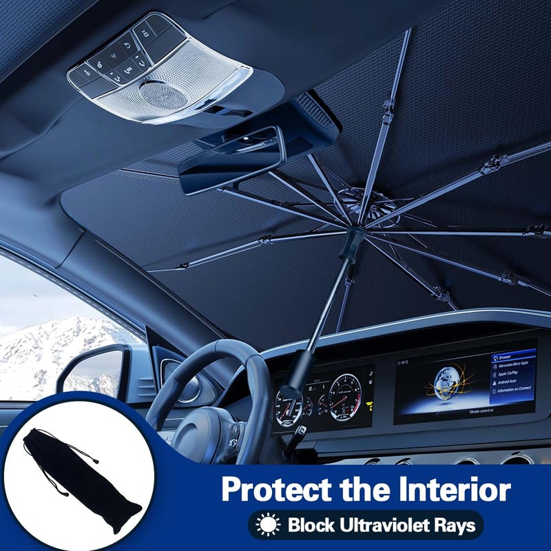 JASVIC 2025 Windshield Sun Shade Umbrella, Foldable Car Umbrella Sunshade with UV Block Car Front Window (Heat Insulation Protection) for Auto Windshield Covers Trucks Cars (Large) - Image 3