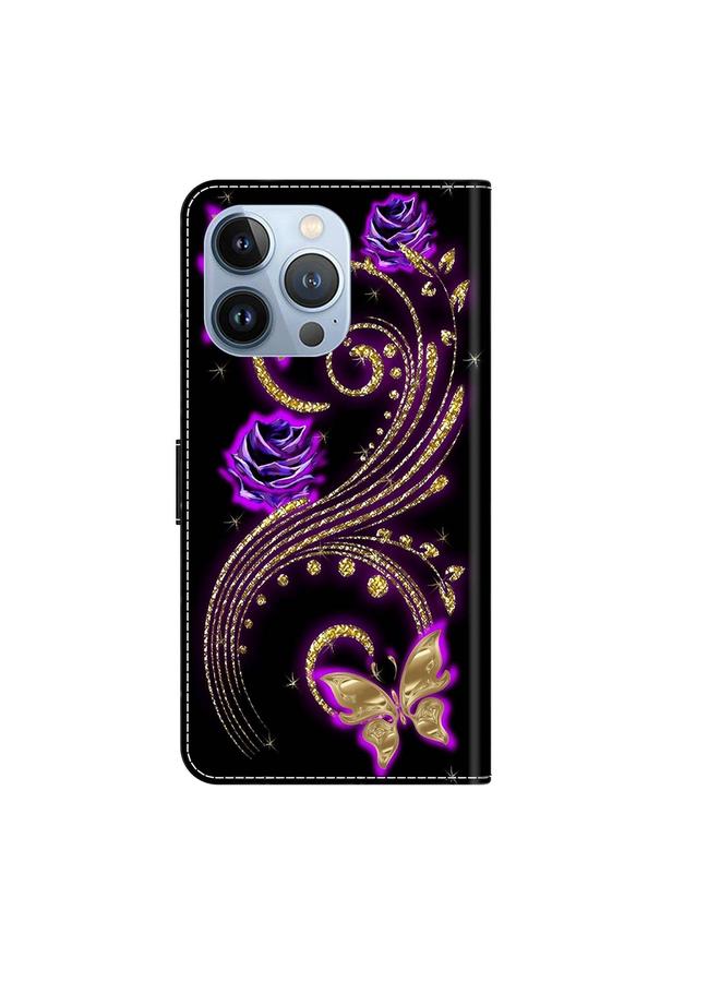 اس-توب جراب لهاتف iPhone 13 Pro مصنوع من الجلد المقاوم للصدمات ثلاثي الأبعاد من الكريستال - Image 3