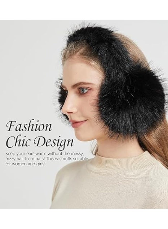 Winter Ear Muffs for Women Girls Fluffy Ear Warmer with Thick Faux Fur Ear Covers Full Ear Protection Fashionable and Versatile for A Walk or Enjoying Outdoor Activities, One Size - Image 3