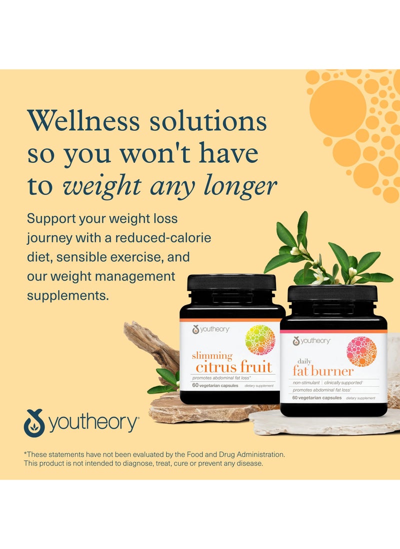 youtheory Slimming Citrus Fruit - Promotes Abdominal Fat Loss, 60 Vegetarian Capsules, Dietary Supplement  - Image 4