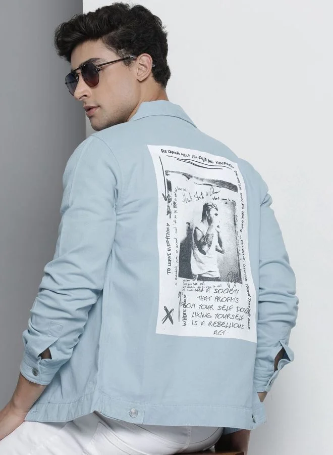 ذا انديان كراج كو The Indian Garage Co Men Slim Fit Printed Round Neck Long Sleeves Jacket