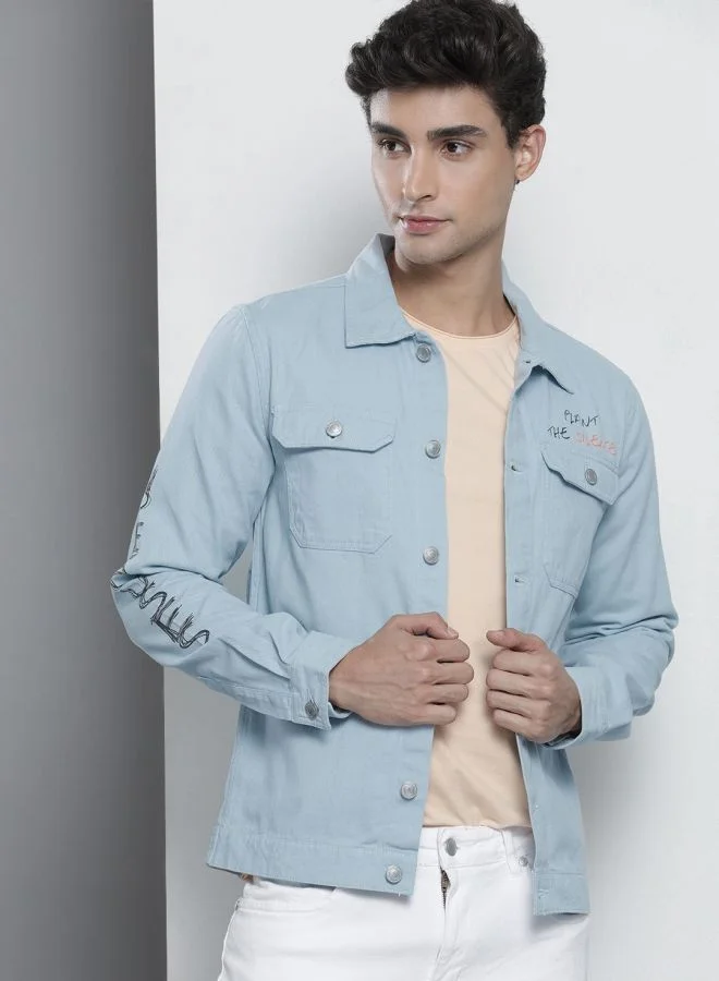 ذا انديان كراج كو The Indian Garage Co Men Slim Fit Printed Round Neck Long Sleeves Jacket