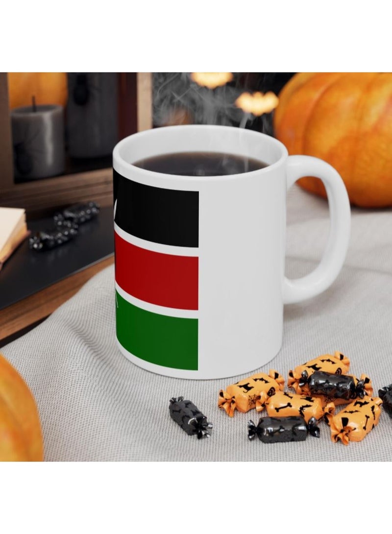 RYN Kenya Country Flag White Ceramic Coffee and Tea Mug - Image 3