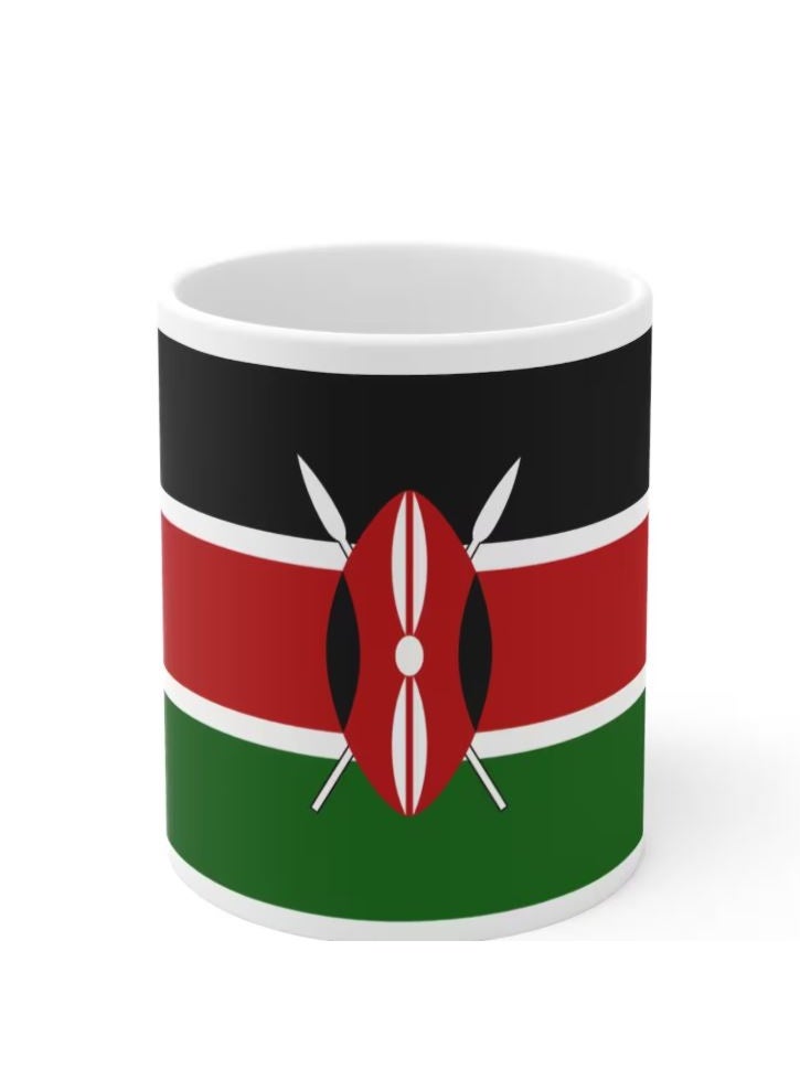 RYN Kenya Country Flag White Ceramic Coffee and Tea Mug - Image 1