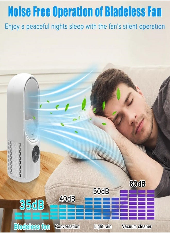 Generic - Bladeless Fan, Necomi Portable Fan with 6 Speeds, Small Personal Cooling Fan with Humidifier with LED Light, USB Multifunctional Timing Conditioning Fan Quiet Table Fan for Home, Office, Bedroom - Image 1