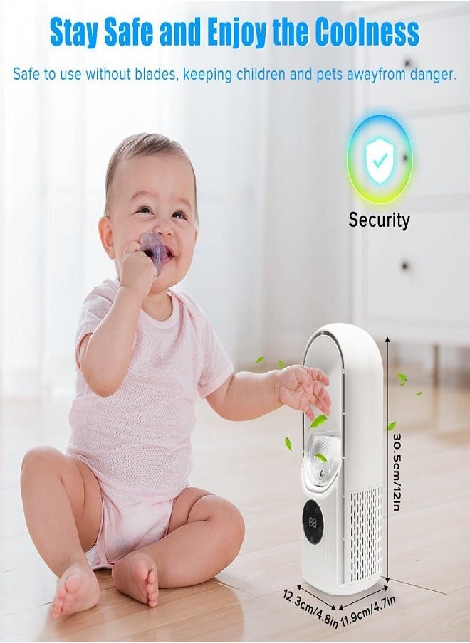Generic - Bladeless Fan, Necomi Portable Fan with 6 Speeds, Small Personal Cooling Fan with Humidifier with LED Light, USB Multifunctional Timing Conditioning Fan Quiet Table Fan for Home, Office, Bedroom - Image 1