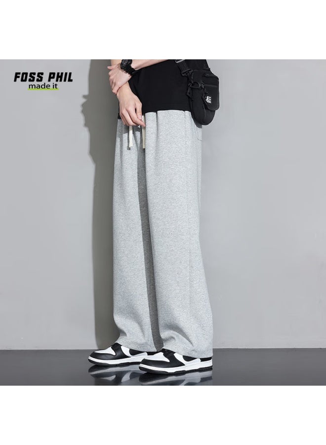 Foss Phil بنطال كاجوال للرجال، ربيع وصيف، بنطلون واسع مستقيم مترهل، بنطال تدريب رياضي، ملابس رجالية، 926 رمادي فاتح، XL - Image 4