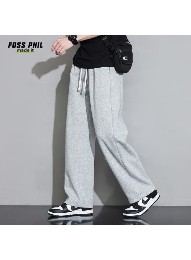 Foss Phil بنطال كاجوال للرجال، ربيع وصيف، بنطلون واسع مستقيم مترهل، بنطال تدريب رياضي، ملابس رجالية، 926 رمادي فاتح، XL - Image 1