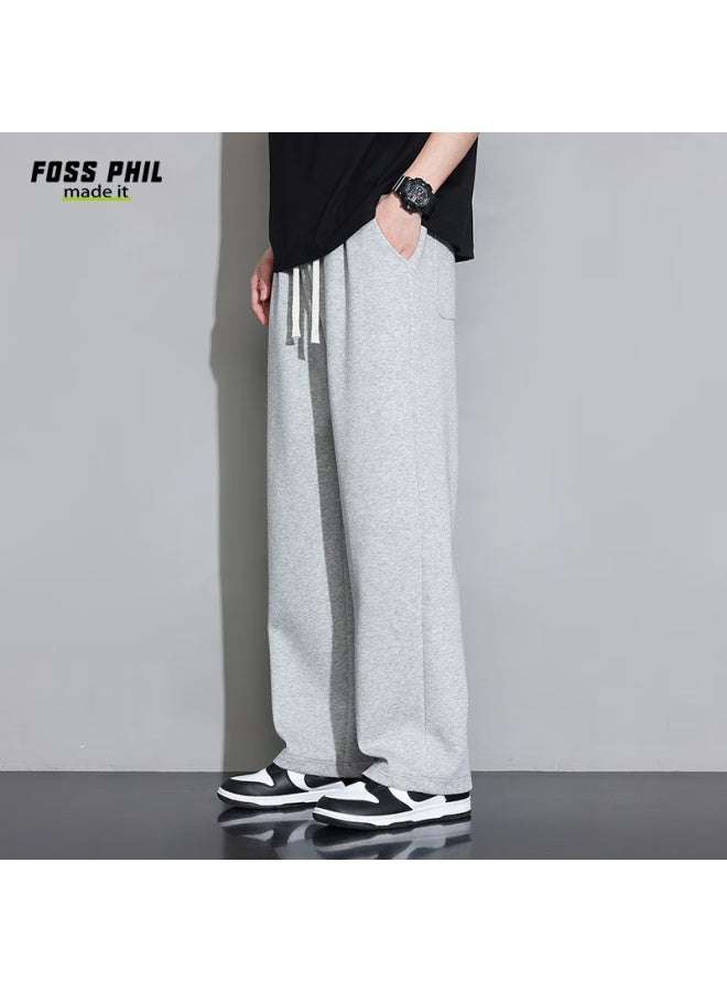 Foss Phil بنطال كاجوال للرجال، ربيع وصيف، بنطلون واسع مستقيم مترهل، بنطال تدريب رياضي، ملابس رجالية، 926 رمادي فاتح، XL - Image 3