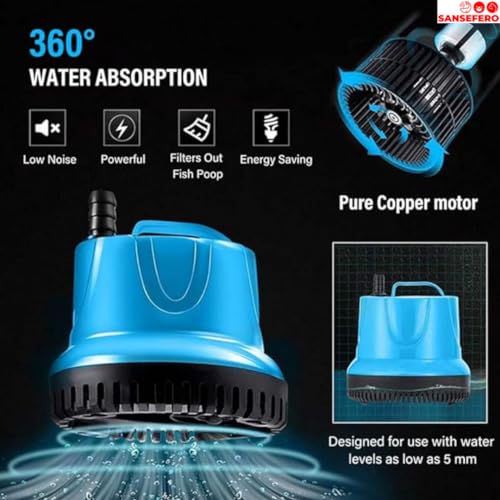 SANSEFERO Premier Plants Submersible Water Pump for Aquarium Water Changing with Bottom Suction Cups - Image 3
