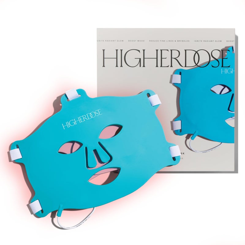 HIGHERDOSE قناع الوجه لعلاج الضوء الأحمر من HigherDOSE - علاج ضوئي LED منزلي بدون أسلاك - يعزز تجديد الخلايا، الشفاء، وبشرة متألقة - قناع LED للوجه يستهدف الخطوط الدقيقة، التجاعيد، والاحمرار - Image 1