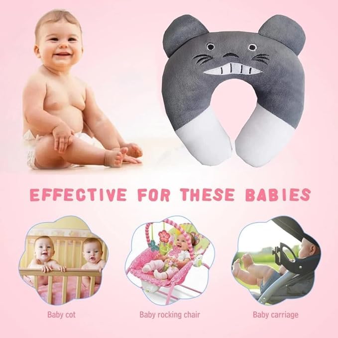 Synlark® New Born Baby Supersoft Neck Supporting Pillow for Head Shaping Baby (0-18 Month), Cotton, Pack of 1 (Grey) - Image 2