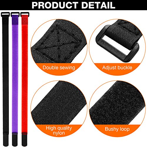 Hestya 12 Pieces Bike Rack Straps 23.6 Inches Adjustable Bike Cinch Straps Wheel Stabilizer Bicycle Accessories for Transporting Bicycles(Black, Purple, Red) - Image 3