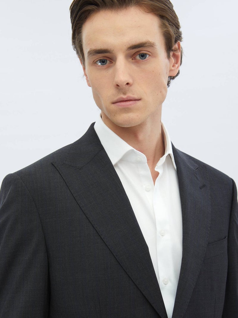Anthracite Striped Modern Fit Wool Blend Suit