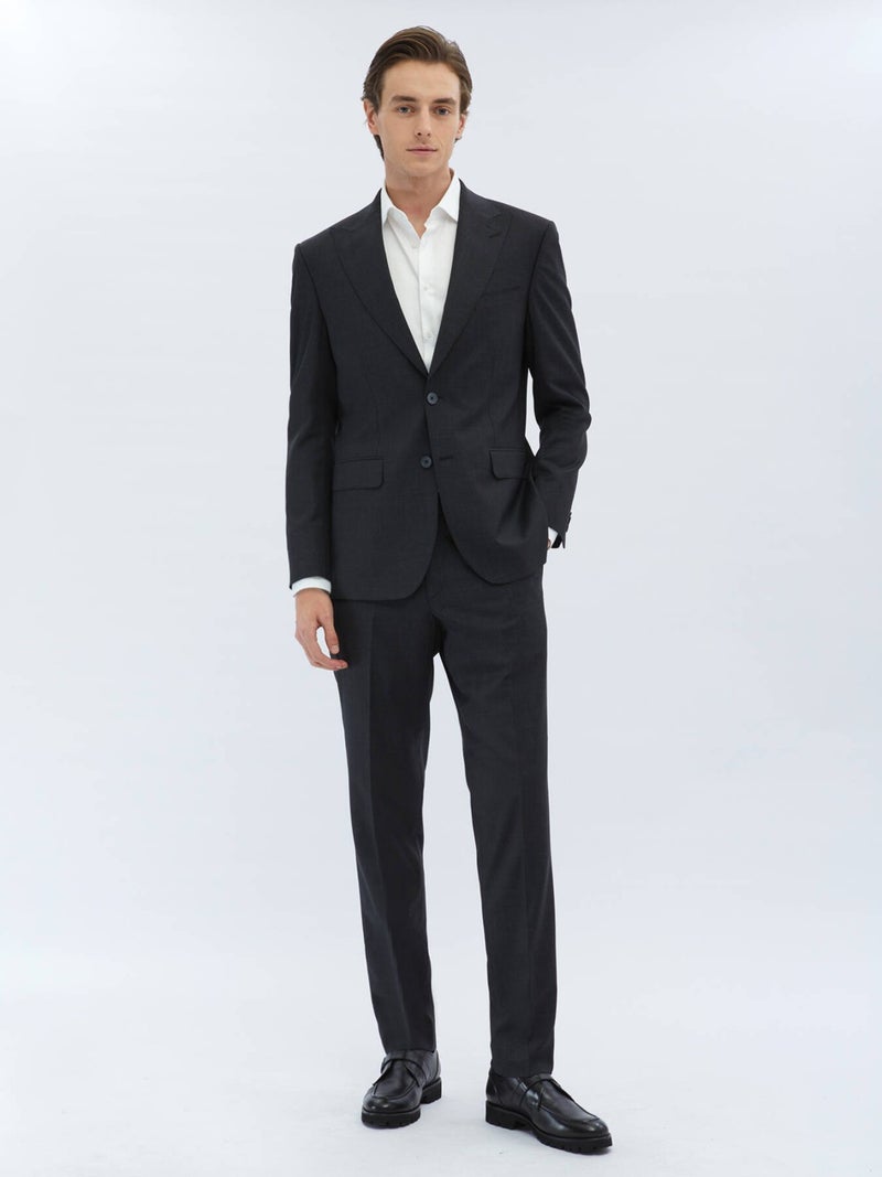 Anthracite Striped Modern Fit Wool Blend Suit