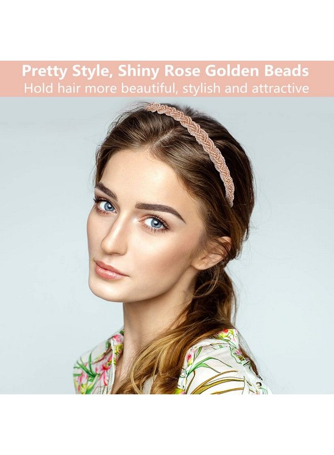 bodbop XINGZHE Crystal Hair Band For Women Silver White Pearl Headbands Fashion Hair Band Girls Jewelry Rhinestone Hoop Clips Metal Beaded Hairband Beauty Care Elegant Bling Headwear Accessory Wedding Bride (Golden) - Image 2