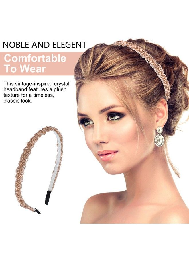 bodbop XINGZHE Crystal Hair Band For Women Silver White Pearl Headbands Fashion Hair Band Girls Jewelry Rhinestone Hoop Clips Metal Beaded Hairband Beauty Care Elegant Bling Headwear Accessory Wedding Bride (Golden) - Image 3