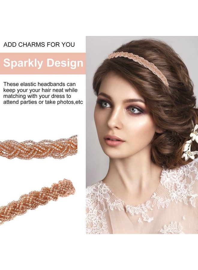 bodbop XINGZHE Crystal Hair Band For Women Silver White Pearl Headbands Fashion Hair Band Girls Jewelry Rhinestone Hoop Clips Metal Beaded Hairband Beauty Care Elegant Bling Headwear Accessory Wedding Bride (Golden) - Image 4