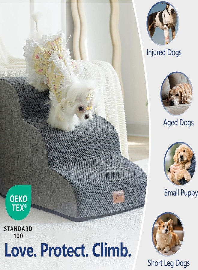 GoGoBunny Ramp Dog Stairs for High Beds 22.6" H, 5-Step Dog Slope Stairs with Durable Waterproof Fabric Cover, Pet Steps for Old Large Dogs Climbing, Non-Slip Sturdy Indoor Step, Grey - Image 2