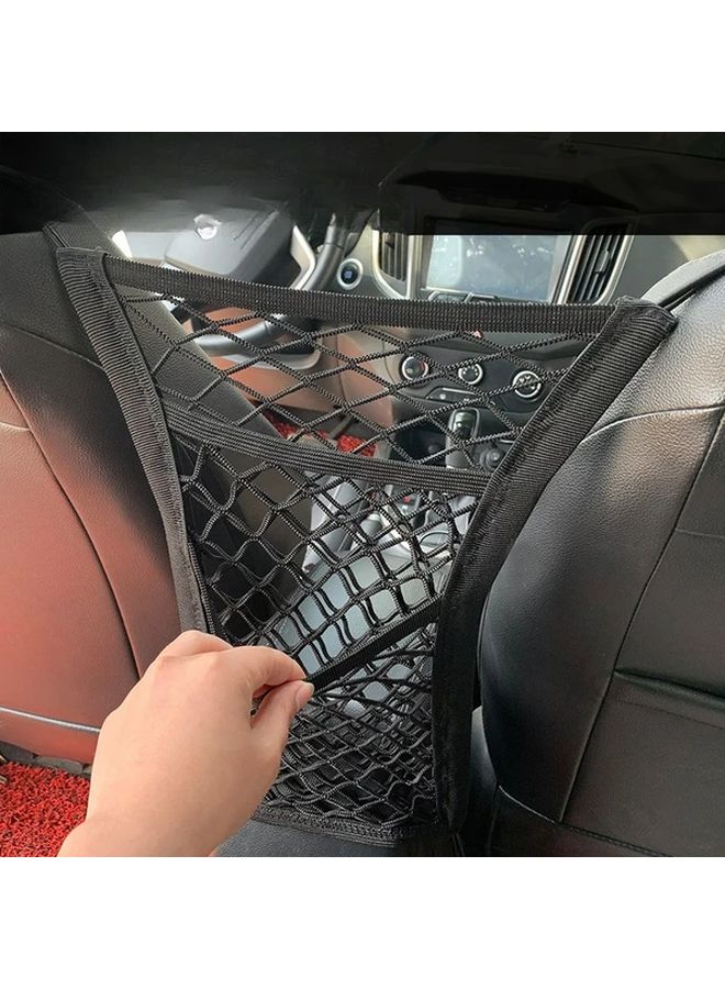 Car Seat Pocket Storage Elastic Mesh Double Layer Thick Net Four Sides Elastic Automotive Back Seat Organizer Pet Isolation Barrier Easy Install Interior Accessories - Image 3