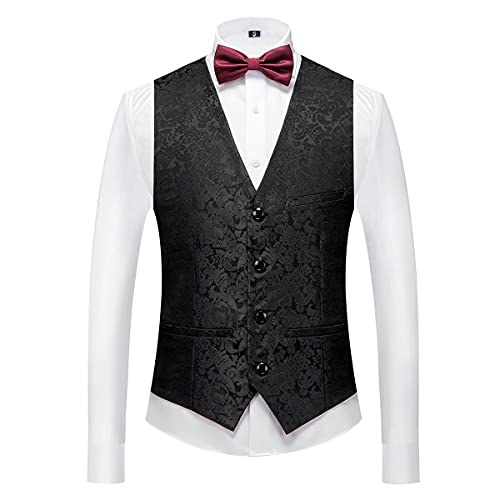 KUDORO Mens Tuxedo Suits Slim Fit 3 Piece Formal Skinny Tuxedo Suit Set Shawl Lapel Paisley Suits Men for Wedding Prom Black - Image 3