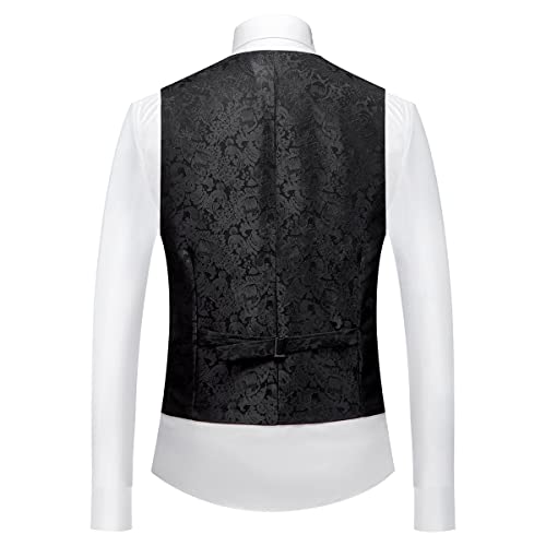 KUDORO Mens Tuxedo Suits Slim Fit 3 Piece Formal Skinny Tuxedo Suit Set Shawl Lapel Paisley Suits Men for Wedding Prom Black - Image 4