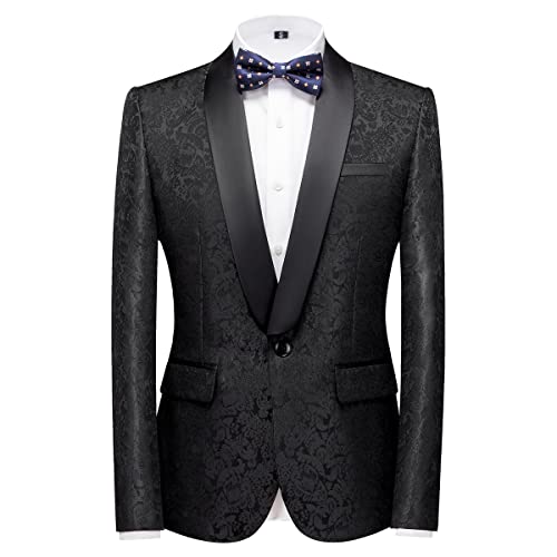 KUDORO Mens Tuxedo Suits Slim Fit 3 Piece Formal Skinny Tuxedo Suit Set Shawl Lapel Paisley Suits Men for Wedding Prom Black - Image 2