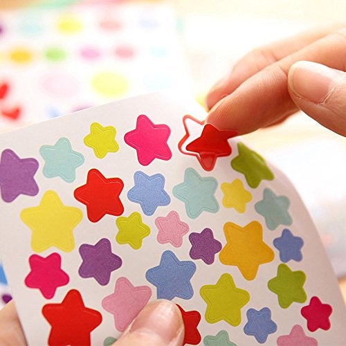 yueton 18 Sheets Colorful Heart Shape, Round Dots and Star Pattern Color Coding Labels Stickers - Image 4