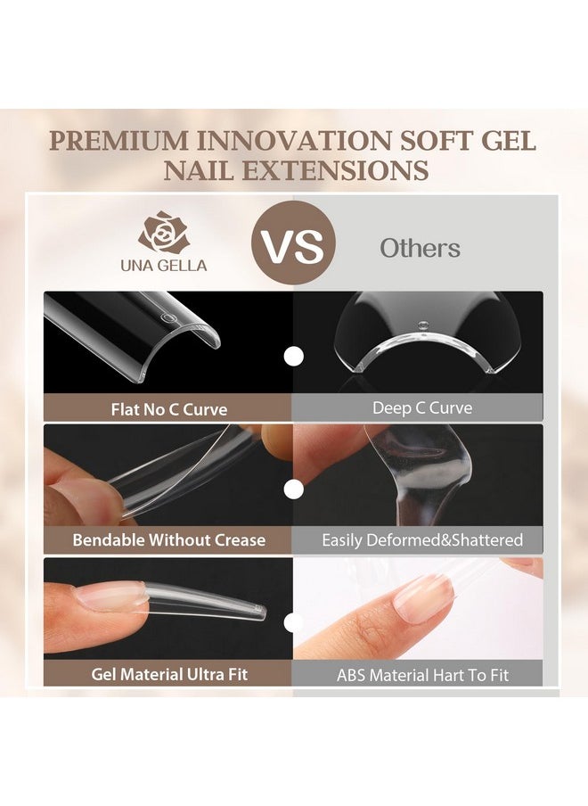 UNA GELLA Coffin Nails Tips Soft Gel Extra Long 216Pcs Xxl Full Nails Tips Coffin Shape Press On Nails No C Curve Full Cover Ballerina Nail Tip Full Clear False Fake Acrylic Nails With Case  - Image 5