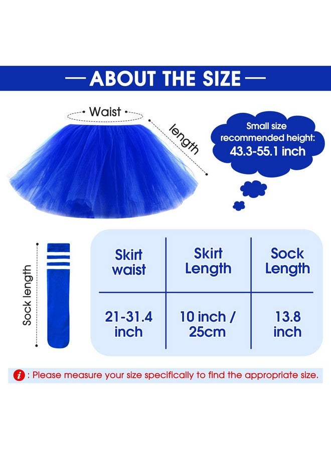 Zhanmai 5 Layered Tutu Skirt For Kids Tulle Tutu Skirt With Tube Socks Princess Runners Costumes Cosplay For Girls Kids (Dark Blue) - Image 4