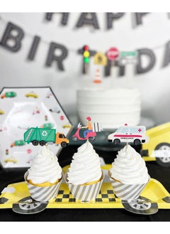 Merrilulu Transportation Party Cupcake Toppers & Wrappers, 12 ct | Car Themed Party Decorations  - Image 2