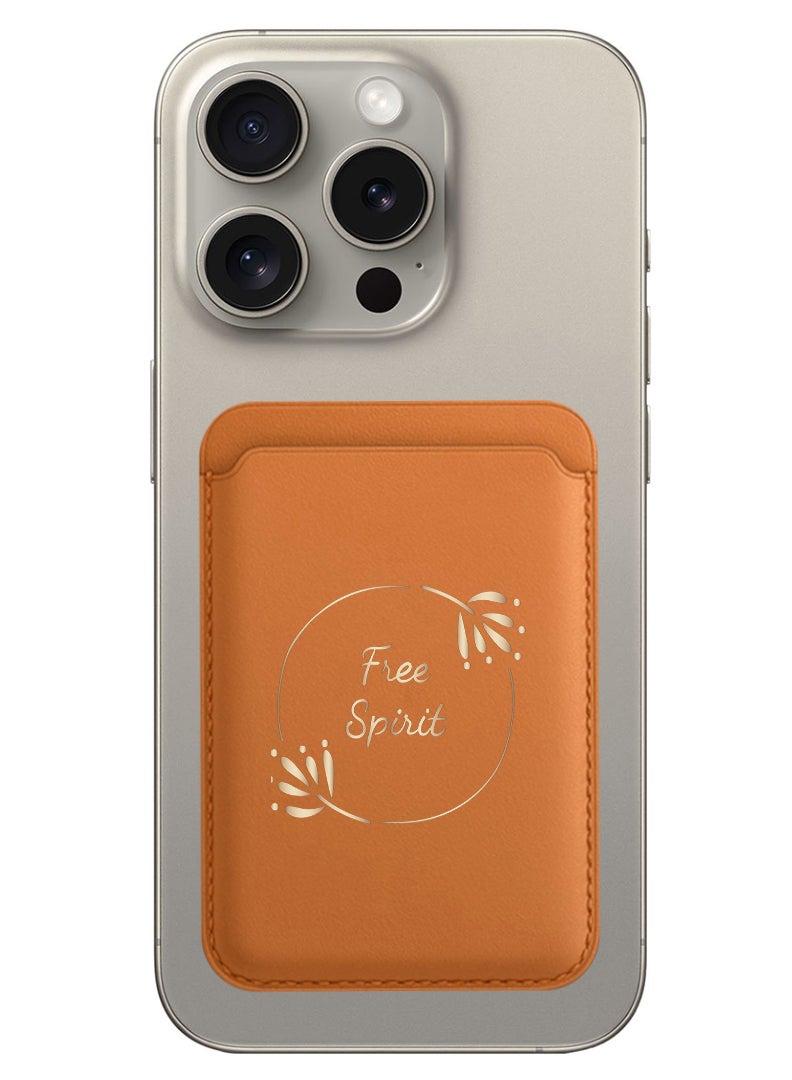Theodor Magnetic Wallet, Compatible with MagSafe Wallet, for iPhone Wallet, for iPhone 16/15/14/13/12 Series, Not for iPhone 13/12 mini, 3 Card Holder, Vegan Leather, Brown - Free Spirit Circle - Image 1