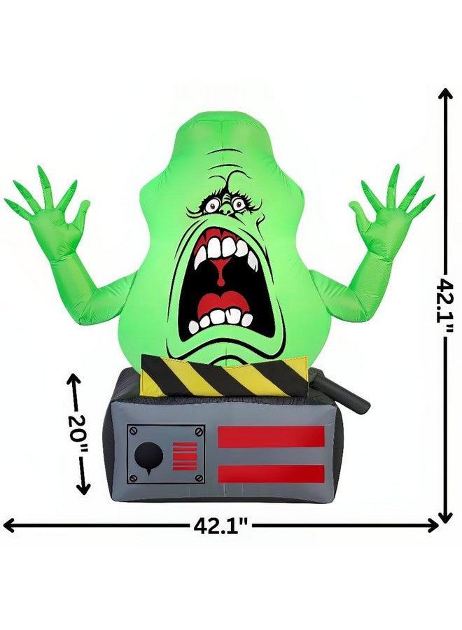 Gemmy Airblown Slimer Ghost on Ghost Trap Ghostbusters, 3.5 ft Tall, Green - Image 3