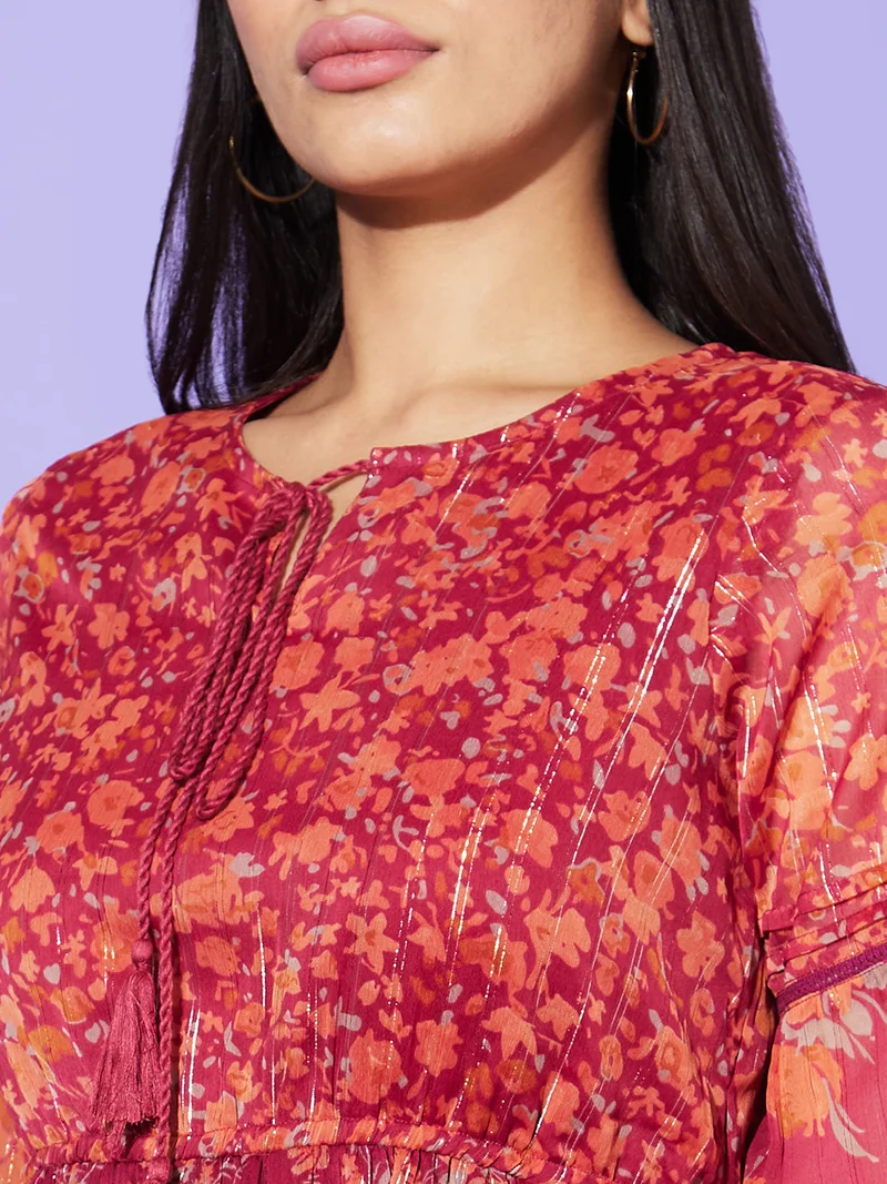 جلو باص Women Floral Tiered Fit & Flare Maxi Dress