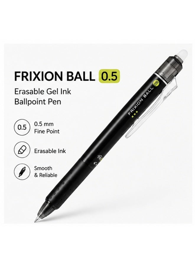 PILOT FriXion Ball Knock Erasable Gel Pen LFBK-23EF-B, 0.5 mm, Black, Gel Ink, 1 pen for drafting - Image 1