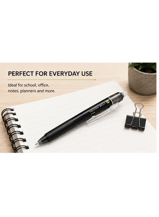 PILOT FriXion Ball Knock Erasable Gel Pen LFBK-23EF-B, 0.5 mm, Black, Gel Ink, 1 pen for drafting - Image 5