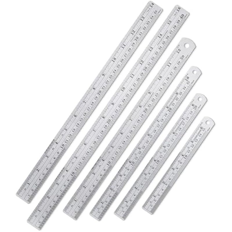 Stainless Steel Ruler Set, 6-16, Metric Metal Ruler, Long and Small Sizes, Straight Edge - Image 1