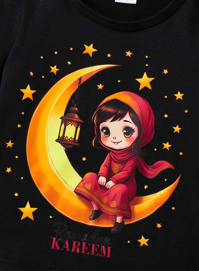 Take Two Girls Black Ramadan Kareem Graphic T-Shirt - Image 5