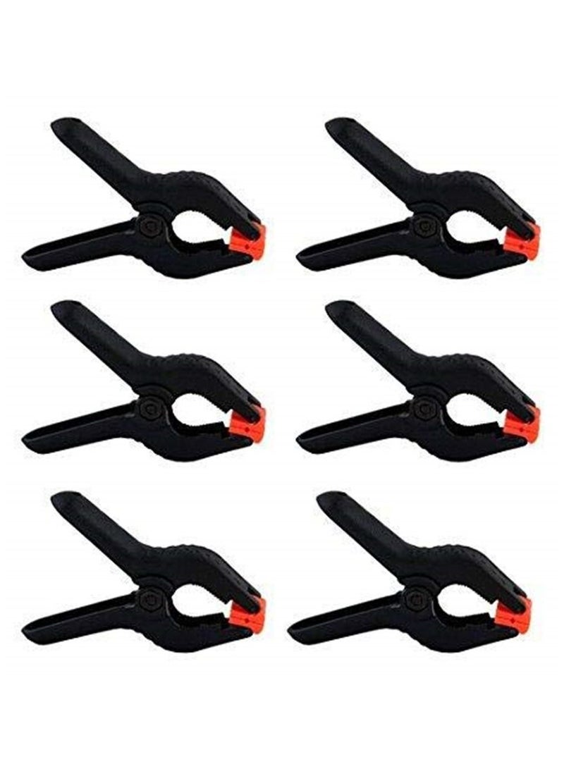 6-Pack 4 inch /11.5cm Black Backdrop Clamps for Nylon Muslin Paper Photo Background Reflectors and Other Photography Purpose  - Image 1