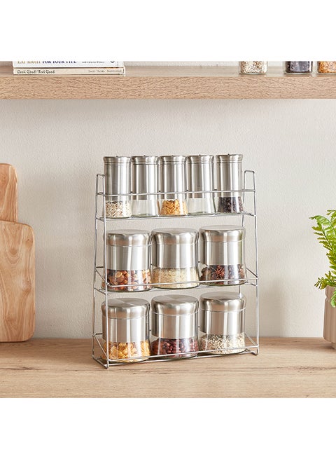 Essential 12-Piece Glass Spice Rack Set 28.5 x 33 x 9.5 cm