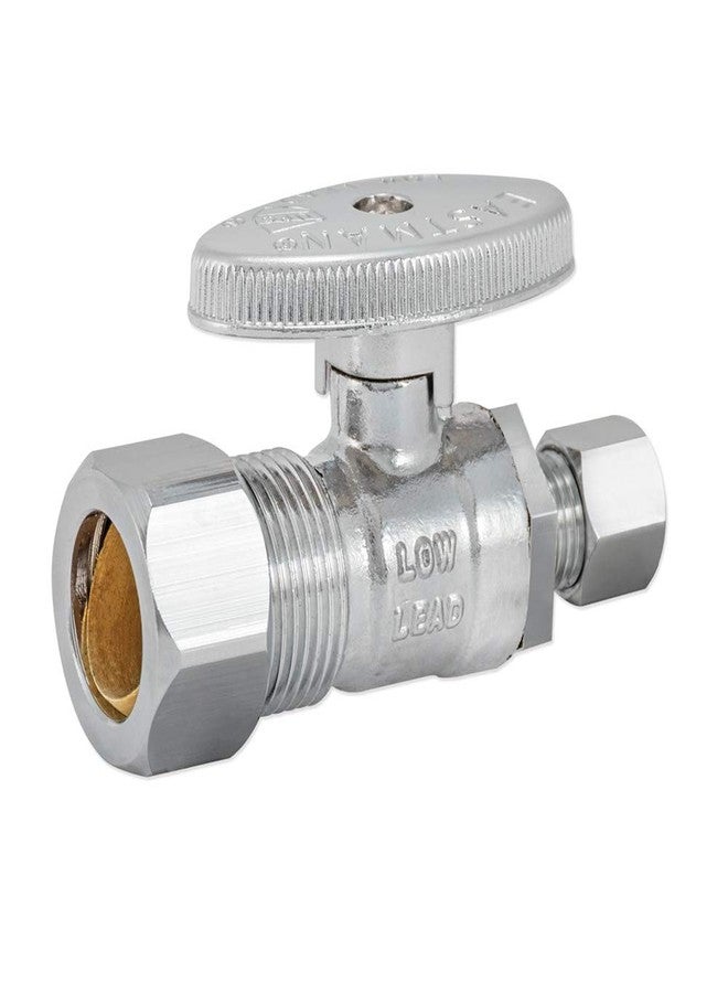 إيست مان صمام إيقاف مستقيم ربع دورة من إيستمان مع آلية كرة نحاسية، مدخل ضغط قطر خارجي 5/8 بوصة × مخرج ضغط قطر خارجي 1/4 بوصة، مطلي بالكروم، 10753LF - Image 2