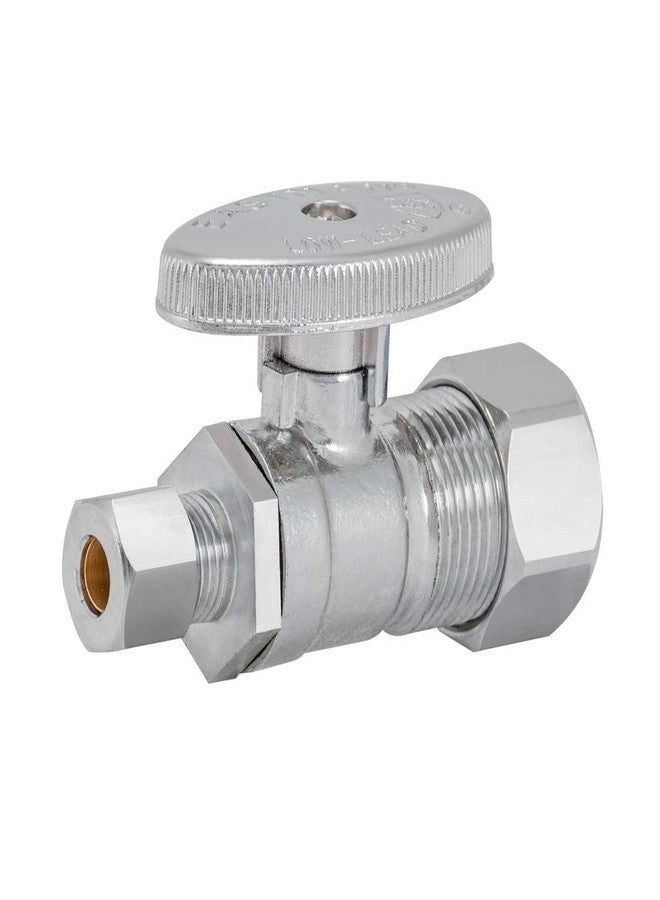 إيست مان صمام إيقاف مستقيم ربع دورة من إيستمان مع آلية كرة نحاسية، مدخل ضغط قطر خارجي 5/8 بوصة × مخرج ضغط قطر خارجي 1/4 بوصة، مطلي بالكروم، 10753LF - Image 1