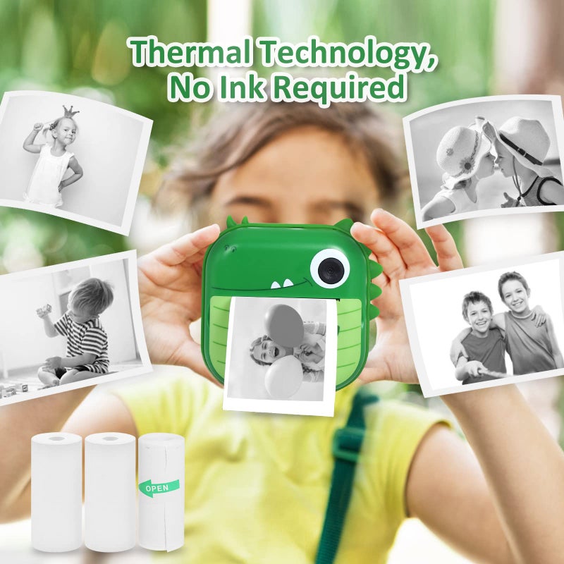 AURTEC Instant Camera for Kids, Mini Thermal Printing Camera, No Ink Required, Dual 48MP & 1080P HD Video, 32G TF Card & 3 Print Paper, 2.4 Inch Color Screen, Cute Animal Cartoon Design - Image 4